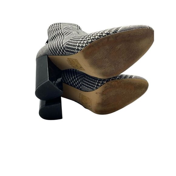 ALDO Lovelee Black White Houndstooth 3.5” Heeled Back Zip Bootie Classic Boots S - Picture 6 of 8